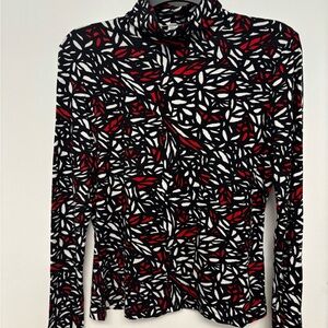 St. John Sport black printed color long sleeve turtleneck top